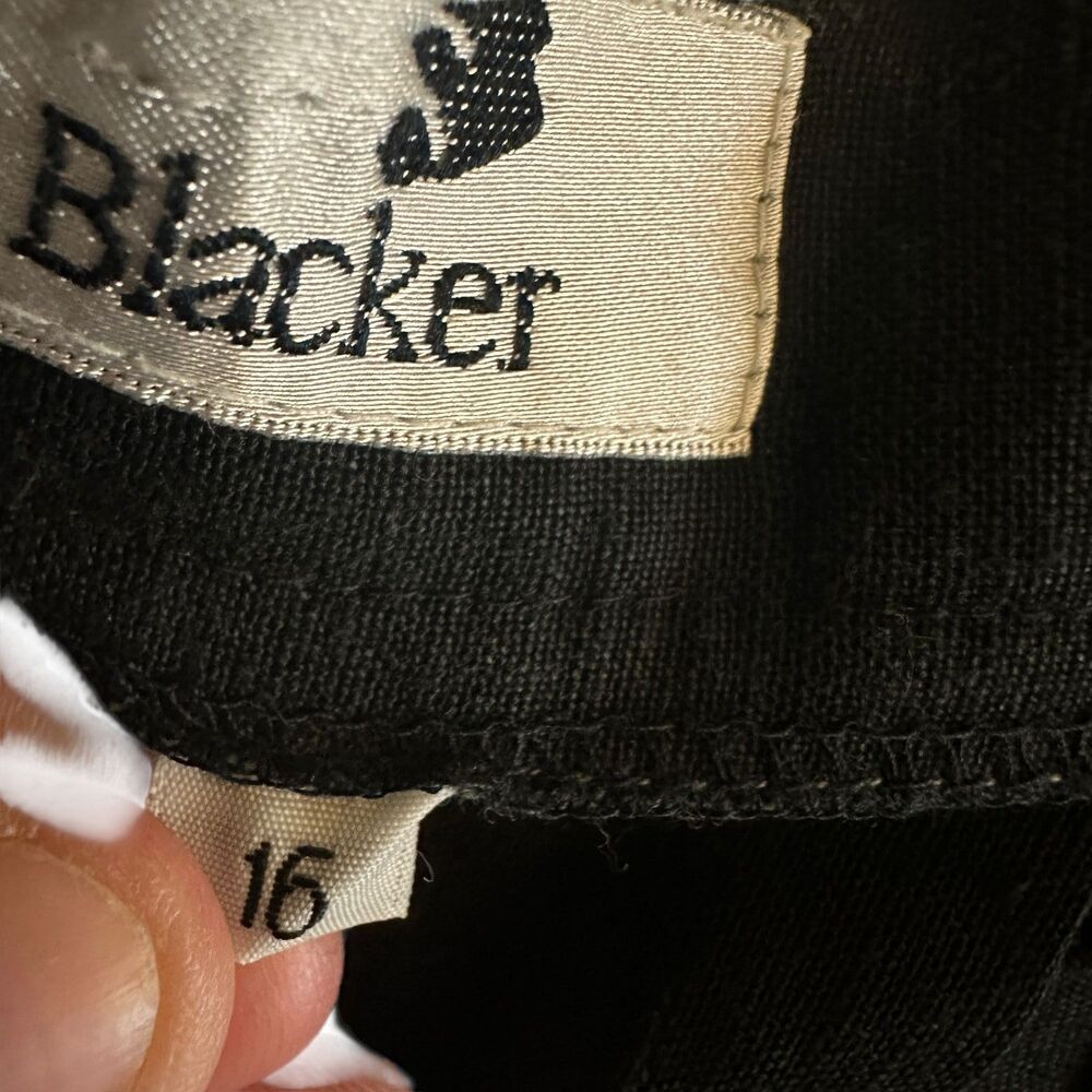 Stanley Blacker Black Linen Rayon Pleated A-Line Lined Midi Skirt Plus Size 16 - Picture 6 of 8